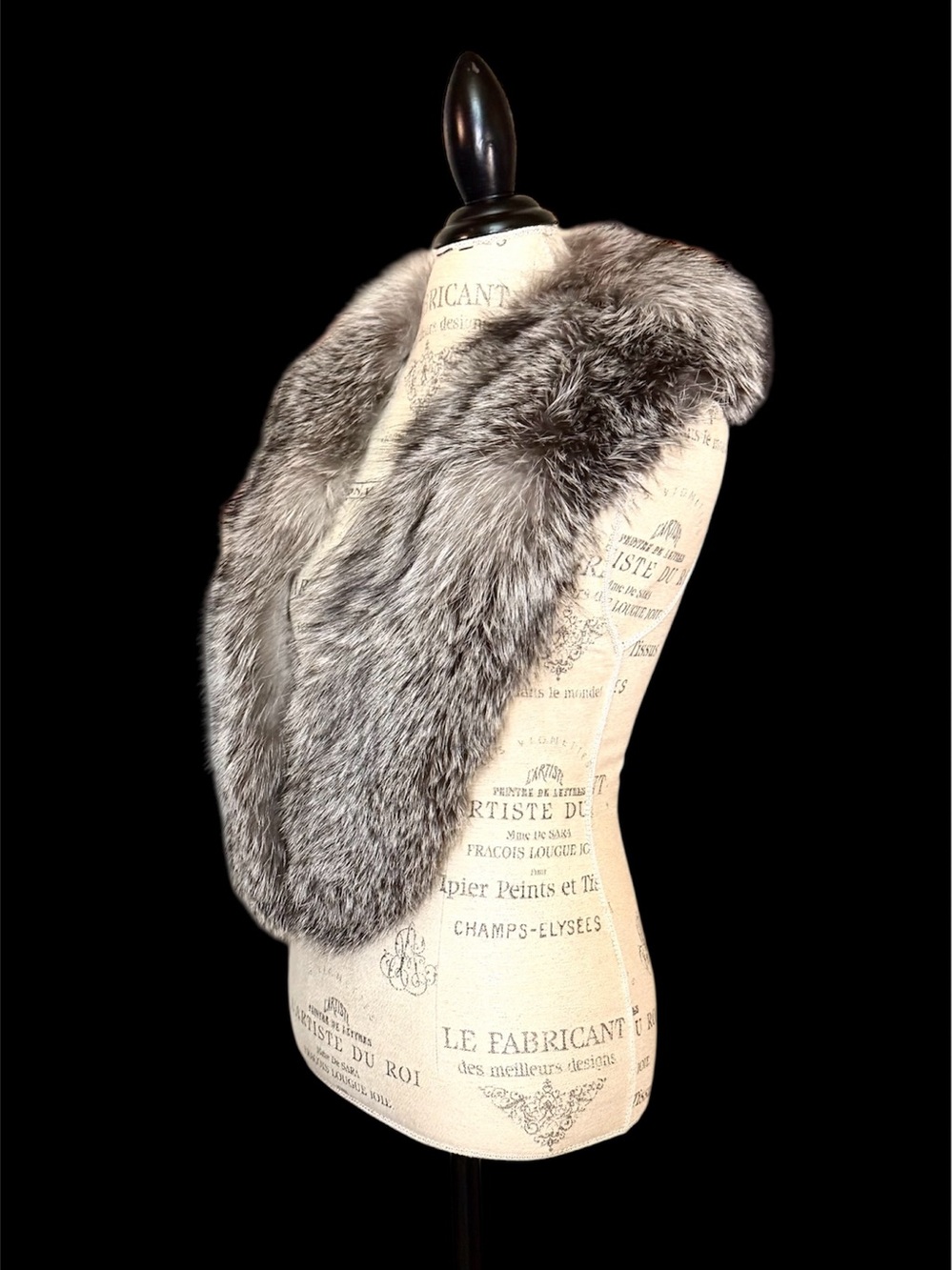 KARL LAGERFELD Saga Furs Luxurious Silver Fox Fur Stole Shawl Collar  NWT